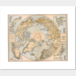 Antique Map of the Northern Regions at the North Pole Posters and Art